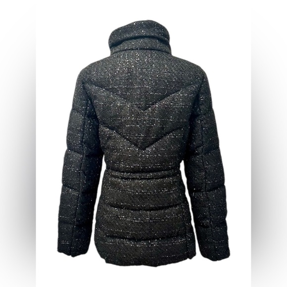 🆕 Bernardo Tweed Puffer Coat Jacket Black Shimmer Women’s Size Small NWT - Picture 3 of 8